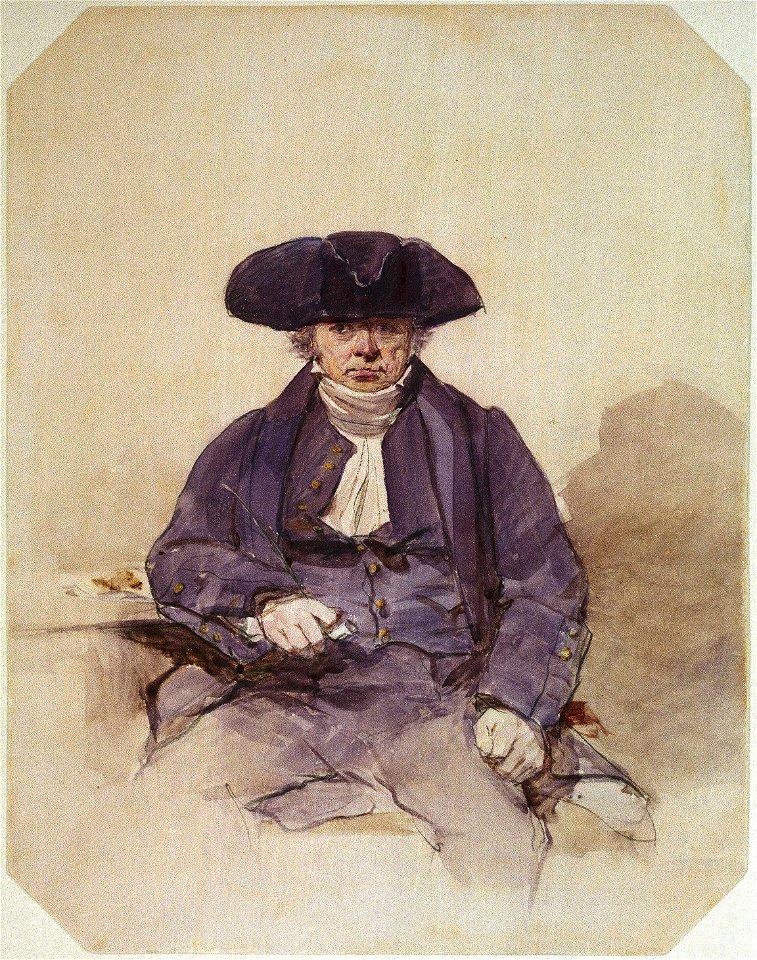 John Adams, alias John Wilkinson (b. 1762), Greenwich Pensioner, boatswain's mate of the 'Agamemnon' while commanded by Nelson 8 Apr 1793 - 16 Sep 1798. Mounted with letter from artist RMG PW6223