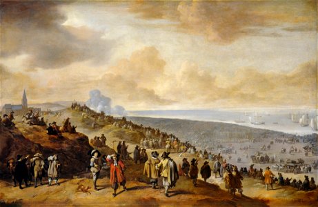 Johannes Lingelbach - The Embarkation of Charles II at Scheveningen RCIN 404975