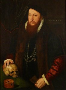 John Bettes (c.1531-before 1576) (possibly) - William Ffytch (c.1496–1578), with his Hand on a Skull, aged 51 (previously called, impossibly, Thom - 517698 - National Trust
