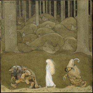 John Bauer - The Princess and the Trolls - Google Art Project. Free illustration for personal and commercial use.