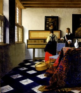 Johannes Vermeer - Lady at the Virginal with a Gentleman, 'The Music Lesson' - Google Art Project. Free illustration for personal and commercial use.