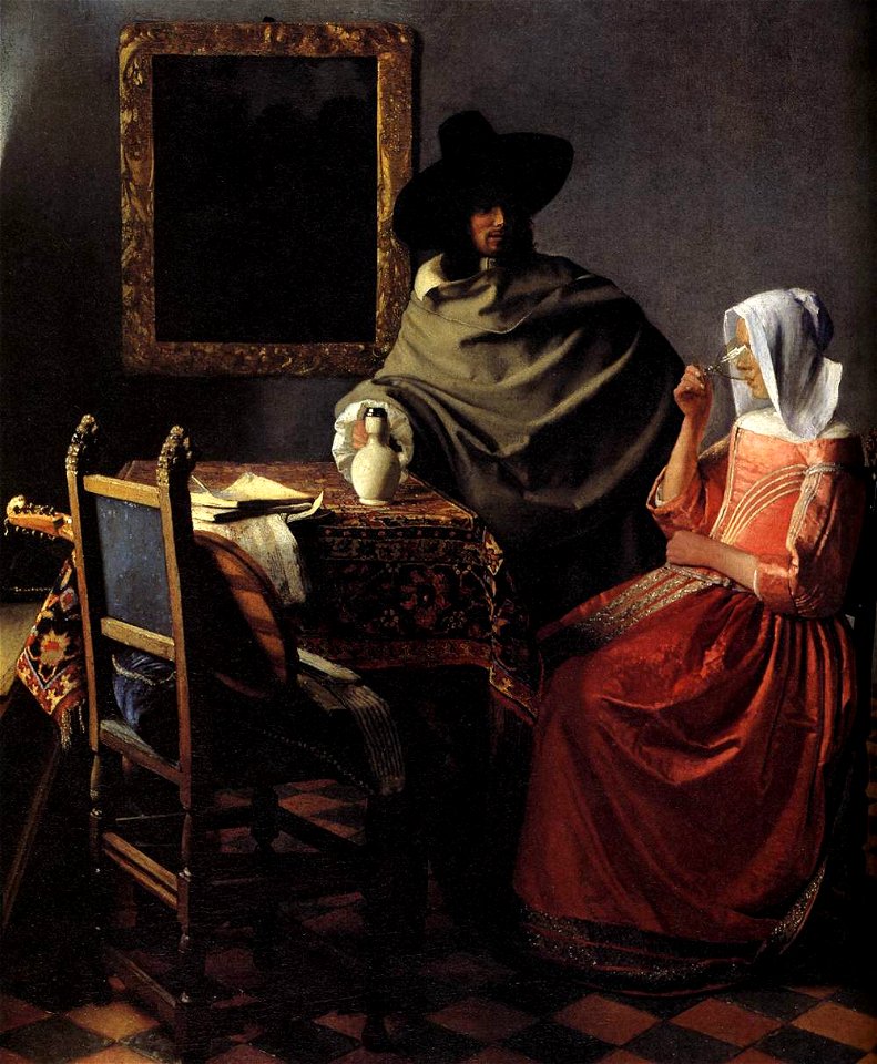Johannes Vermeer - A Lady Drinking and a Gentleman (detail) - WGA24634
