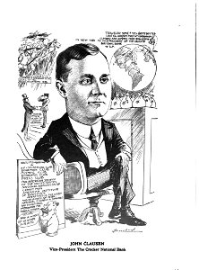 John Clausen, Vice-President, The Crocker National Bank. Caricature