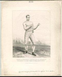 John C. Heenan, champion of America born in West Troy, New York, May 2, 1835, height 6 ft. 1 1-2 inch, fighting weight from 180 to 185 lbs - - from photograph in attitude taken by Gillis & LCCN2009631014
