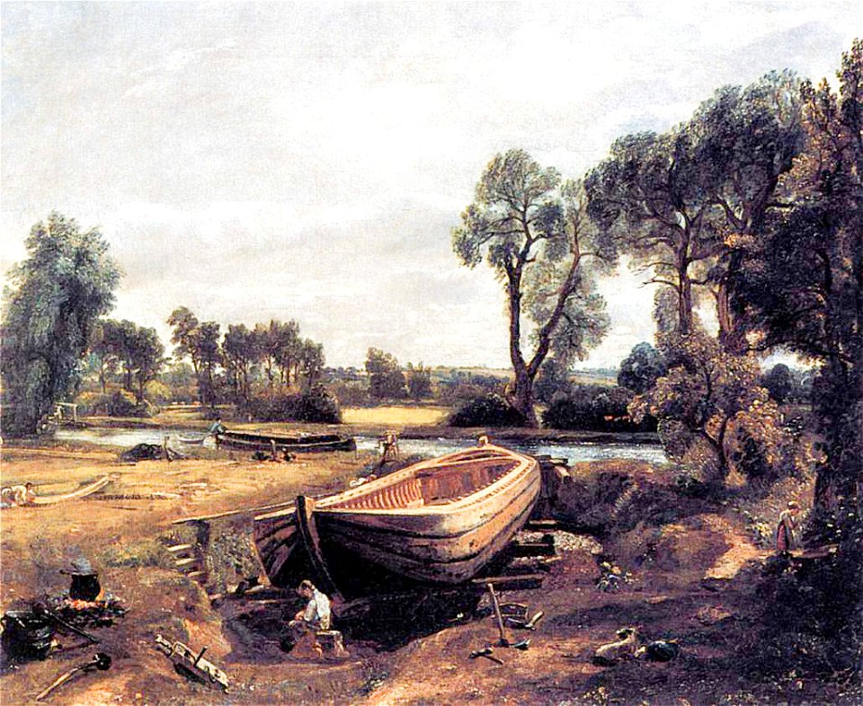 John Constable - Boat-building near Flatford Mill - WGA5182. Free illustration for personal and commercial use.