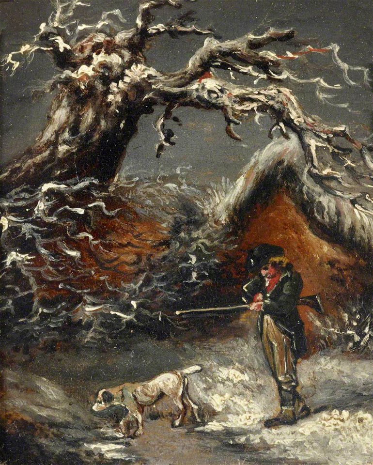 John Berney Ladbrooke (1803-1879) (style of) - A Winter Scene, with a Sportsman and a Dog - 515518.6 - National Trust