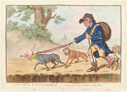 John Bull and his dog Faithful' (William Pitt; Charles James Fox; Richard Brinsley Sheridan; Charles Grey, 2nd Earl Grey) by James Gillray