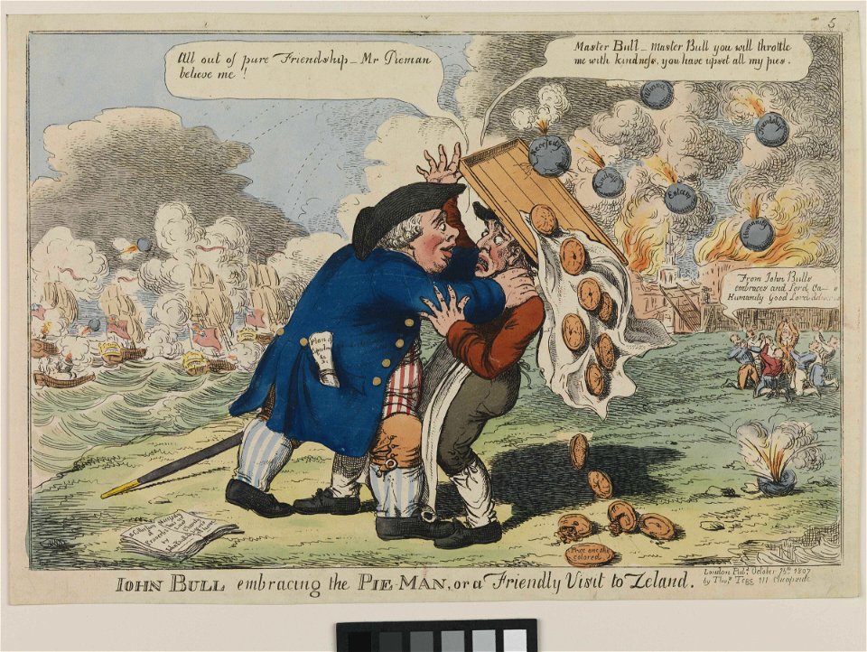 John Bull embracing the Pie-man, or a Friendly Visit to Zeland (caricature) RMG PW4002