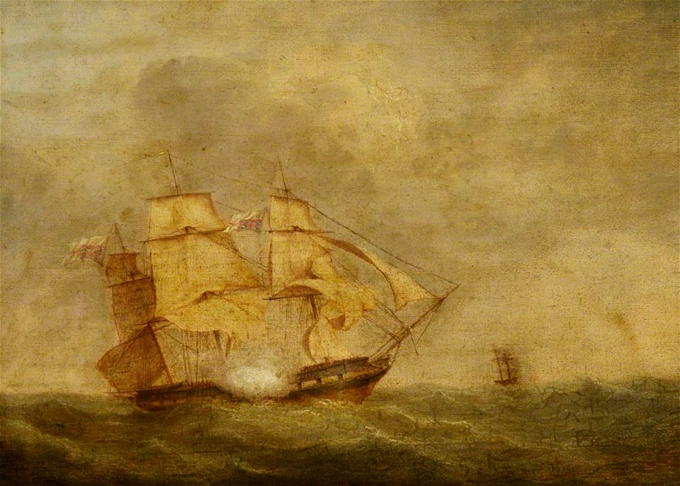 John Christian Schetky (1778-1874) - HMS 'Pique' Carrying Away Her Rudder - BHC2256 - Royal Museums Greenwich