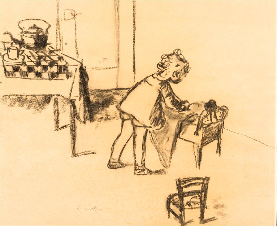 Johannes Weber Mädchen bringt Puppe zu Bett