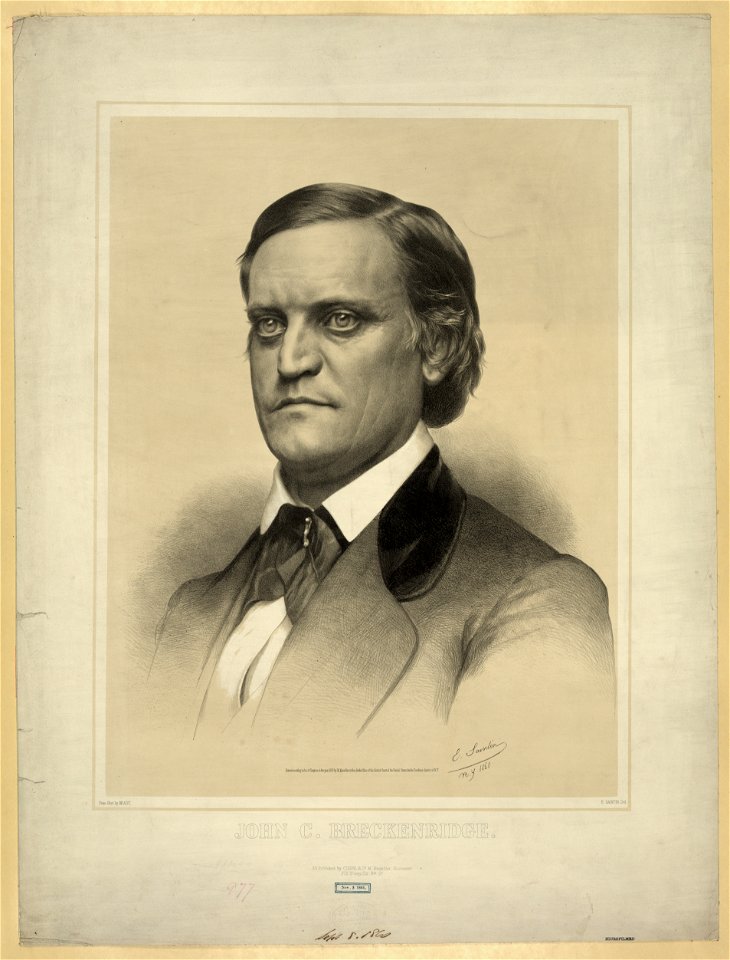 John C. Breckenridge - E. Saintin, N.Y., 1860 ; from phot. by Brady ; E. Saintin, del. LCCN2006676696