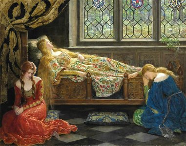 John Collier, 1929 - Sleeping Beauty. Free illustration for personal and commercial use.