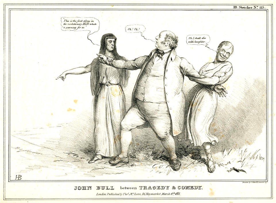 John Bull between Tragedy & Comedy. (BM 1857,1222.117)