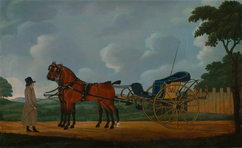 John Cordrey - A Gentleman with His Pair of Bays Harnessed to a Curricle - Google Art Project
