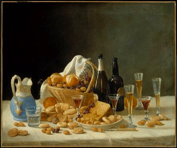 John F. Francis - Still Life with Wine Bottles and Basket of Fruit - 47.1170 - Museum of Fine Arts