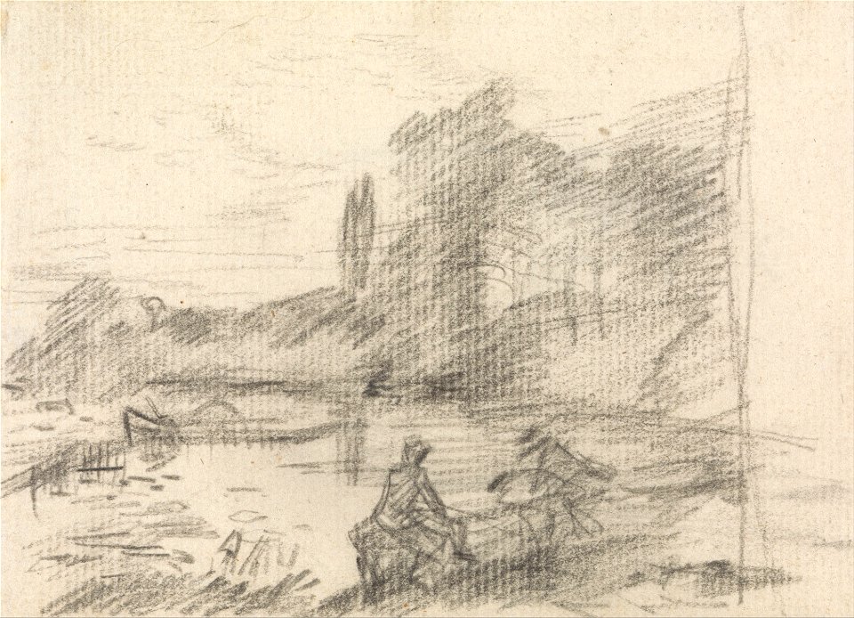 John Constable - Two Figures by a River - Google Art Project