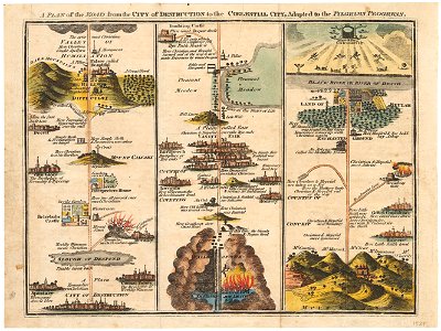 John Bunyan, The Road From the City of Destruction to the Celestial City 1821 Cornell CUL PJM 1038 01. Free illustration for personal and commercial use.