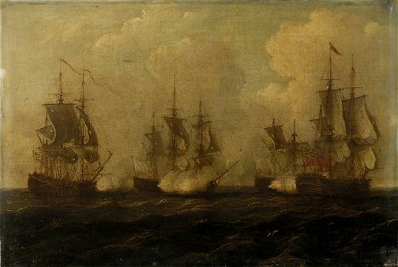 John Cleveley the elder (c.1712-1777) - Action off Cape Francois, 21 October 1757 - BHC0382 - Royal Museums Greenwich