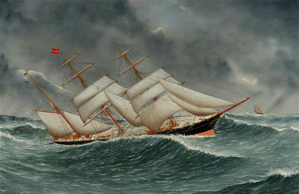 John Fairbairn Fannen (1847-1904) - The Barque ‘Camphill’ in a Rough Sea - BHC3769 - Royal Museums Greenwich