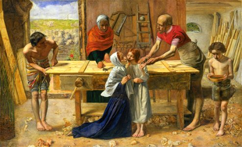 John Everett Millais - Christ in the House of His Parents (`The Carpenter's Shop') - Google Art Project. Free illustration for personal and commercial use.
