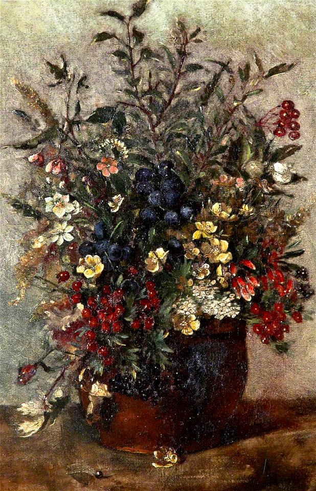John Constable (1776-1837) (attributed to) - Field Flowers and Berries in a Brown Pot - 541110 - National Trust