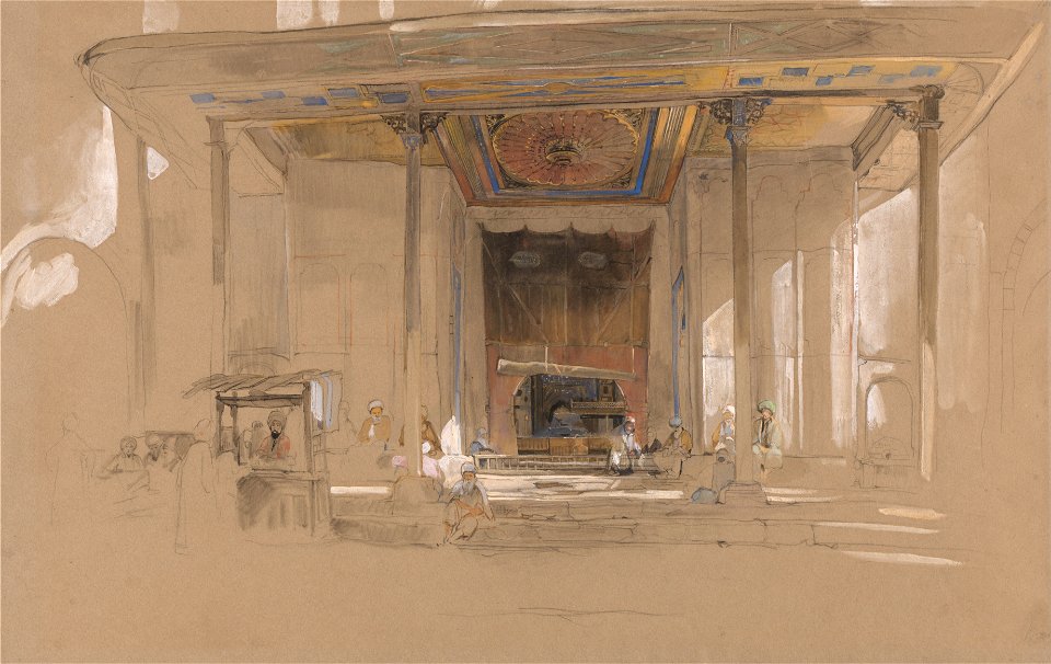 John Frederick Lewis - Main Entrance of Great Mosque, (Ulu cami) Bursa, Turkey, - Google Art Project
