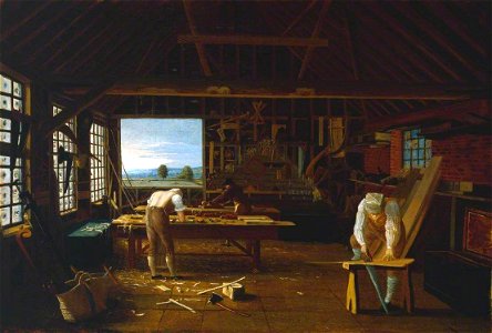 John Hill (c.1780-1841) - Interior of the Carpenter's Shop at Forty Hill, Enfield - T03668 - Tate