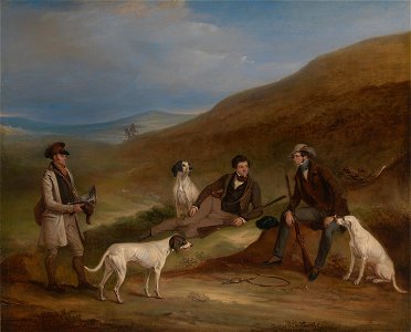 John Ferneley - Edward Horner Reynard and his Brother George Grouse-Shooting At Middlesmoor, Yorkshire, with Their G... - Google Art Project