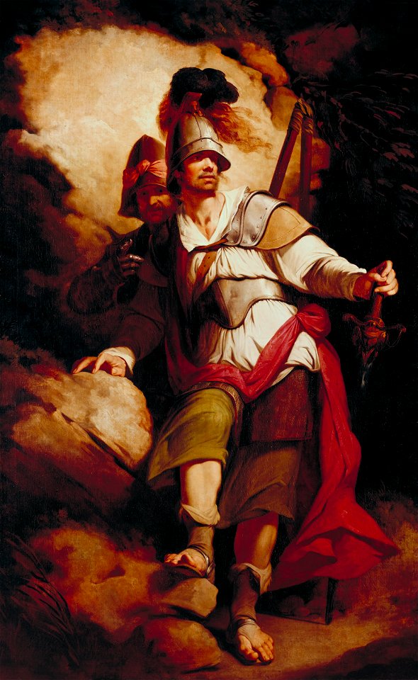 John Hamilton Mortimer - Sir Arthegal, the Knight of Justice, with Talus, the Iron Man (from Spenser's `Faerie Queene') - Google Art Project