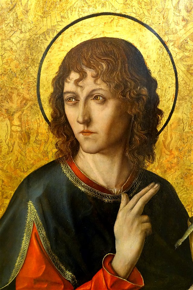 John from St. Bartholomew and St. John the Evangelist, by Fernando Gallego, 1480-1488, predella, oil on panel - University of Arizona Museum of Art - University of Arizona - Tucson, AZ - DSC08295