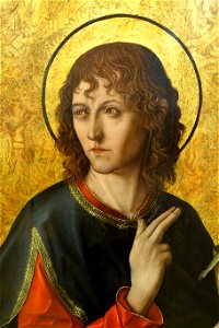 John from St. Bartholomew and St. John the Evangelist, by Fernando Gallego, 1480-1488, predella, oil on panel - University of Arizona Museum of Art - University of Arizona - Tucson, AZ - DSC08295