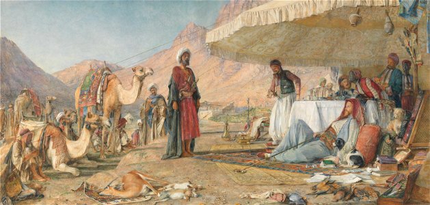 John Frederick Lewis - A Frank Encampment in the Desert of Mount Sinai. 1842 - The Convent of St. Catherine in the Distance - Google Art Project