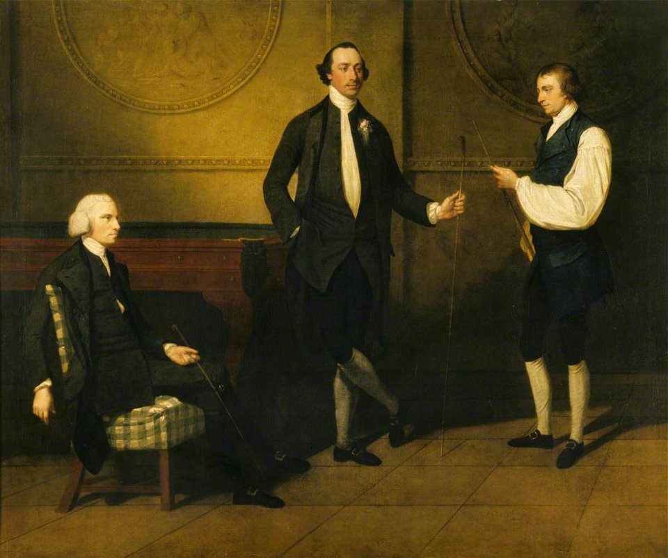 John Hamilton Mortimer (1740-1779) - The Reverend Charles Everard Booth (c.1726–1792), Captain Griffith Booth, RN, and an Unidentified Man, Playing Billiards - 446689 - National Trust