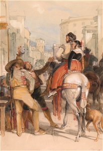 John Frederick Lewis - A Street Scene in Granada on the Day of the Bullfight - Google Art Project. Free illustration for personal and commercial use.