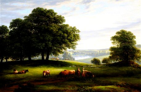 John Glover (1767-1849) - A View of Calke Park with a View of Lower Dog Kennel Pond, Figures, Cattle and Sheep - 290255 - National Trust