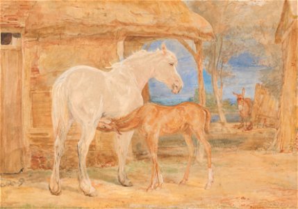 John Frederick Lewis - Gray Mare and a Chestnut Foal - Google Art Project. Free illustration for personal and commercial use.