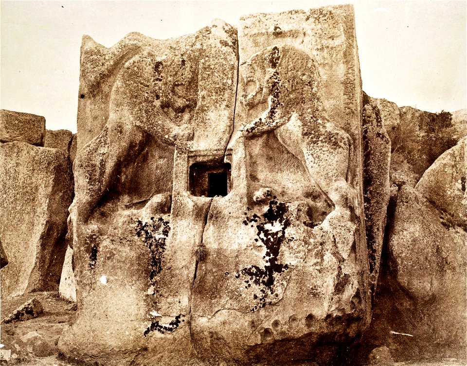 John Henry Haynes. Bas relief; two lions at Kosh Nishan Ighneri, Phrygia (id.13993426)