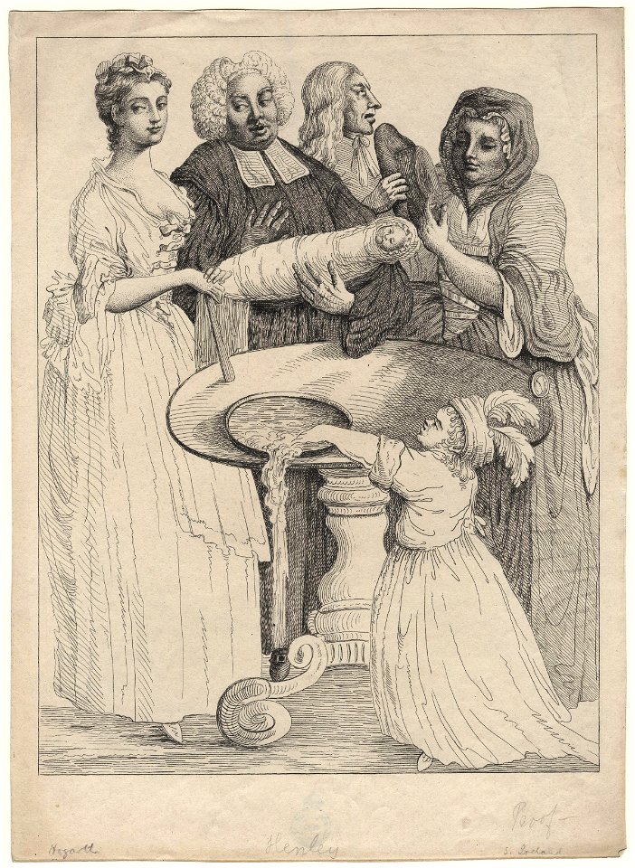 John Henley with five unknown figures by William Hogarth