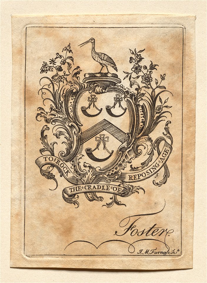 John Mason Furnass (American, 1763-1804) - Bookplate, Coat of Arms with Foster inscribed below - 1918.154 - Cleveland Museum of Art