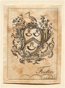 John Mason Furnass (American, 1763-1804) - Bookplate, Coat of Arms with Foster inscribed below - 1918.154 - Cleveland Museum of Art