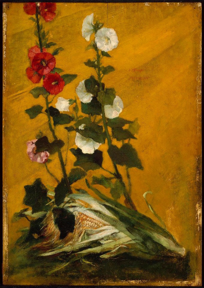 John La Farge - Hollyhocks and Corn (Decorative Panel) - 21.1442 - Museum of Fine Arts