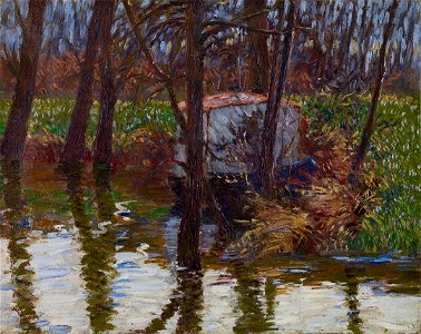 John Leslie Breck - The River Epte with Monet's Atelier-Boat - promised gift 184 the-river-epte-with-monets-atelierboat - Crystal Bridges Museum of American Art