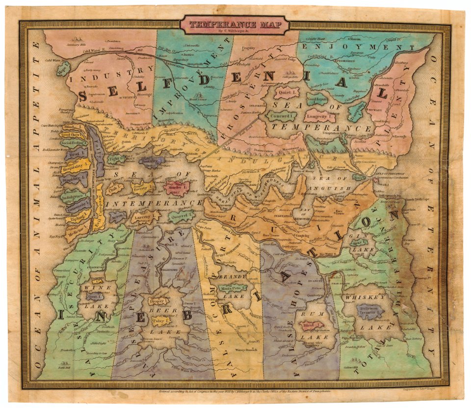 John Jr Wiltberger, Temperance Map, 1838 Cornell CUL PJM 1049 01