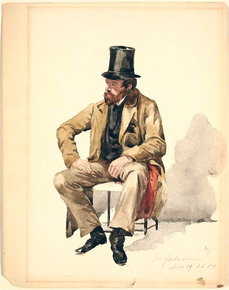 John Mackie Falconer - Bearded Man in Tall Hat and Long Coat