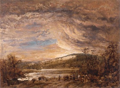 John Linnell - A River Landscape, Sunset - Google Art Project. Free illustration for personal and commercial use.