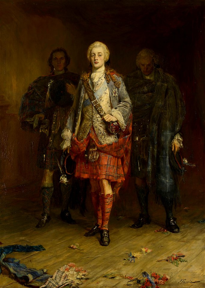 John Pettie (1834-93) - Bonnie Prince Charlie Entering the Ballroom at Holyroodhouse - RCIN 401247 - Royal Collection