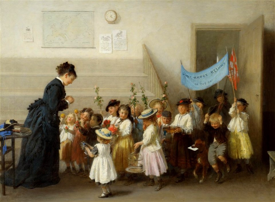 John Morgan - The Schoolmistress's Birthday - M1882-1-2 - Auckland Art Gallery