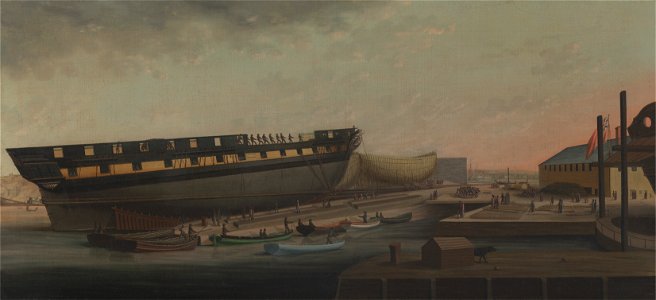 John Rogers - Heaving up His Majesty's Frigate 'Diana' at Blackburn's Yard, near Plymouth - Google Art Project