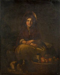 John Opie (1761-1807) (style of) - A Young Woman in a Bonnet Selling Fruit, with a King Charles Spaniel at Her Feet - 1210318 - National Trust