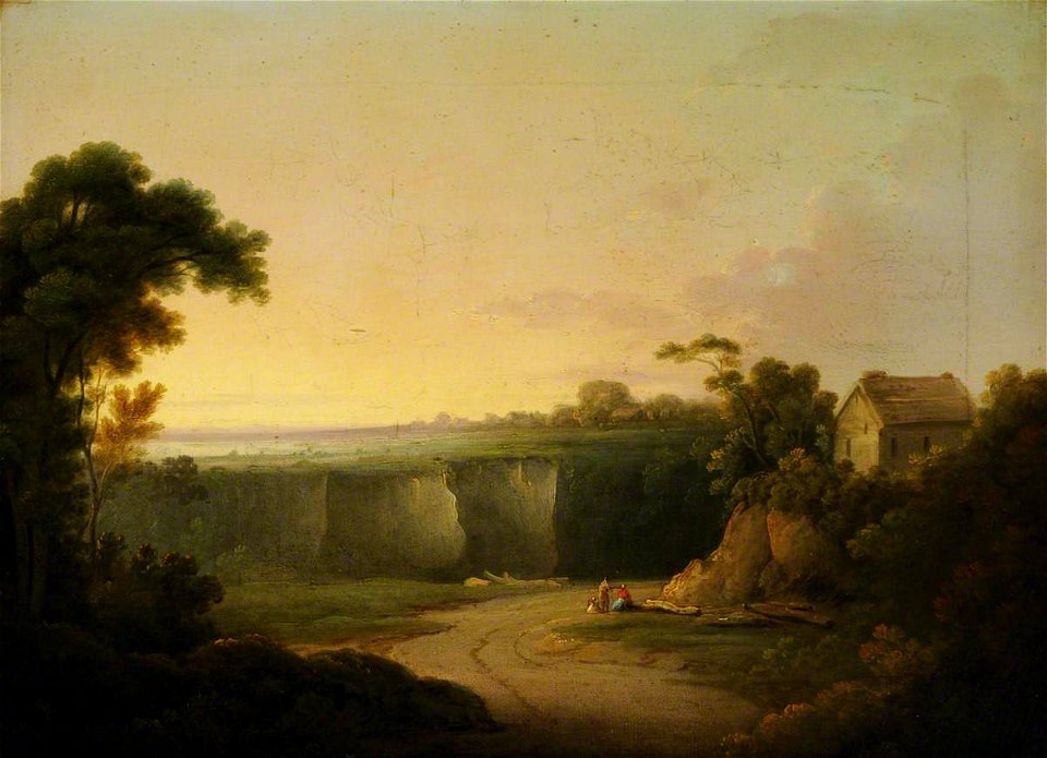 John Rathbone (1750-1807) - Landscape with a Cottage and an Escarpment - 784673.1 - National Trust
